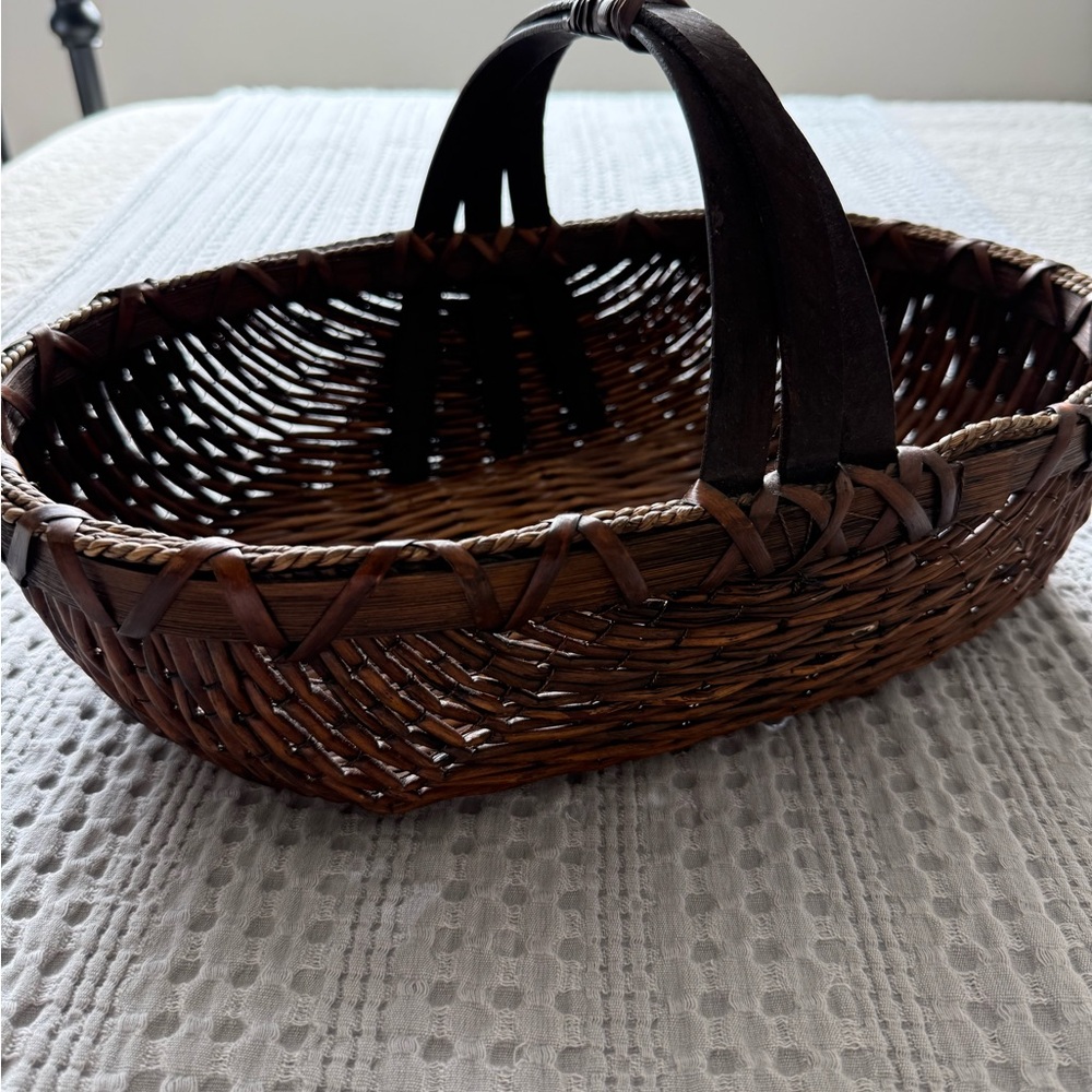 Woven Decorative Basket with Dual Handles - Brown